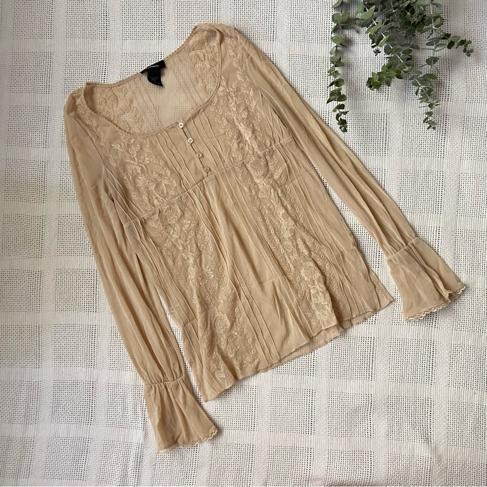 Vintage Floral Sheer Blouse